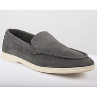 Ανδρικά μοκασίνια Slip On σε γκρι σουέτ και άνετη εφαρμογή