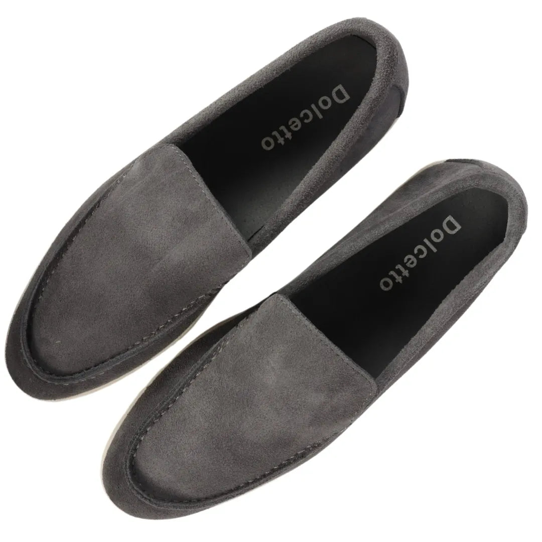 Ανδρικά μοκασίνια Slip On σε γκρι σουέτ και άνετη εφαρμογή