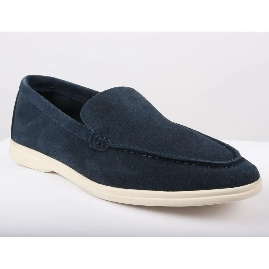 Ανδρικά μοκασίνια Slip On σε μπλε σκούρο χρώμα από σουέτ και άνετη εφαρμογή