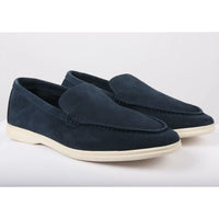 Ανδρικά μοκασίνια Slip On σε μπλε σκούρο χρώμα από σουέτ και άνετη εφαρμογή
