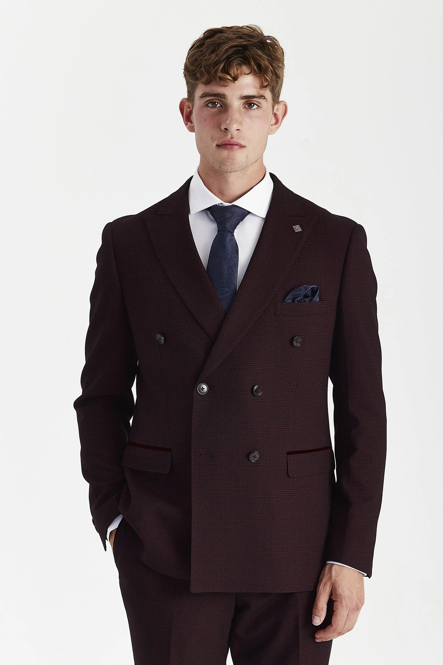 Regent - Ανδρικό Μπορντό Κοστούμι 2 Τεμαχίων με Σταυρωτό Στήθος