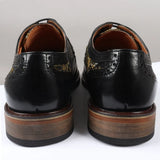 Ross - Ανδρικά Δερμάτινα Μαύρα Παπούτσια Brogue με Φλοράλ Στάμπα