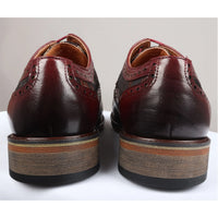 Ross - Ανδρικά Δερμάτινα Παπούτσια Brogue με Φλοράλ Στάμπα σε Κόκκινο Χρώμα