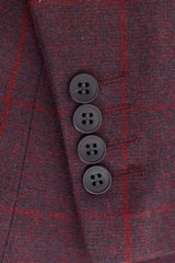 Ανδρικό κοστούμι 3 τεμαχίων από μάλλινο τουίντ, δαμάσκηνο, καρό με σχέδιο κρασιού, Gatsby της δεκαετίας του 1920