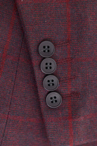 Ανδρικό κοστούμι 3 τεμαχίων από μάλλινο τουίντ, δαμάσκηνο, καρό με σχέδιο κρασιού, Gatsby της δεκαετίας του 1920