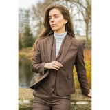 TPW50 - Γυναικείο καφέ καρό ολόσωμο κοστούμι Prince Of Wales 3 τεμαχίων