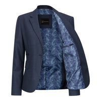 TPW52 - Γυναικείο καρό ολόσωμο κοστούμι Prince Of Wales σε μπλε χρώμα, 3 τεμάχια