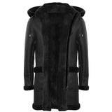 Ανδρικό παλτό Sheepskin Sheepskin Duffle, χειμερινό 3/4, δερμάτινη κουκούλα για τον Β' Παγκόσμιο Πόλεμο, Ηνωμένο Βασίλειο