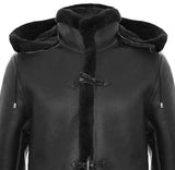 Ανδρικό παλτό Sheepskin Sheepskin Duffle, χειμερινό 3/4, δερμάτινη κουκούλα για τον Β' Παγκόσμιο Πόλεμο, Ηνωμένο Βασίλειο