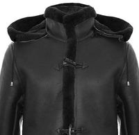 Ανδρικό παλτό Sheepskin Sheepskin Duffle, χειμερινό 3/4, δερμάτινη κουκούλα για τον Β' Παγκόσμιο Πόλεμο, Ηνωμένο Βασίλειο