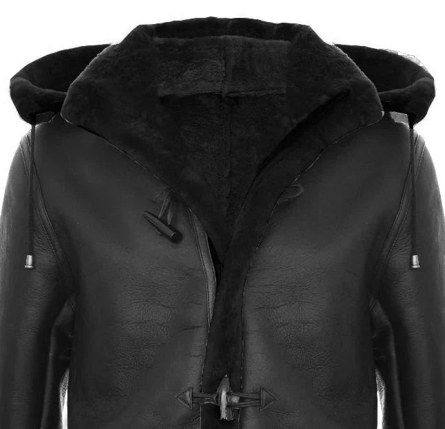 Ανδρικό παλτό Sheepskin Sheepskin Duffle, χειμερινό 3/4, δερμάτινη κουκούλα για τον Β' Παγκόσμιο Πόλεμο, Ηνωμένο Βασίλειο