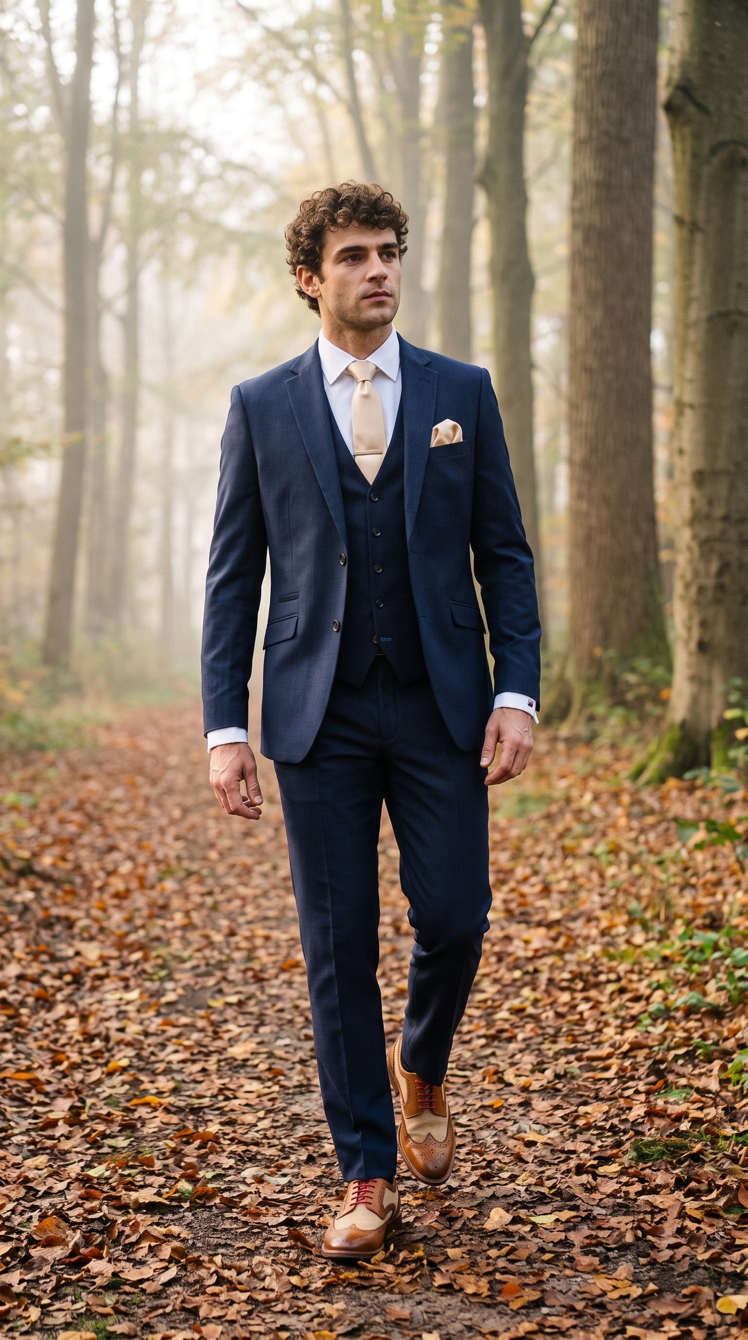 Look #496 styled with Ανδρικό κοστούμι σε μπλε ναυτικό με ραφές