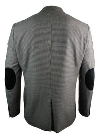 Ανδρικό Tweed Vintage Retro Καφέ Καρό Σακάκι με Μπλέιζερ στον Αγκώνα με Μαύρο Τελείωμα και Ραφές