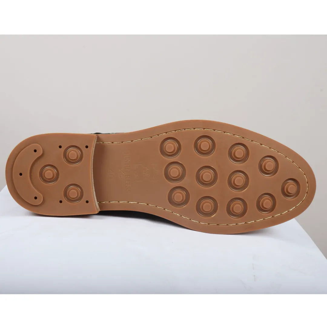 Adam - Ανδρικές Καφέ Δερμάτινες Μπότες Oxford με Φλοράλ Στάμπα και Νεκροκεφαλές