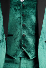 Ανδρικό AK-25 Σμαραγδί Πράσινο Βελούδινο Σμόκιν 3 Τεμαχίων με Μαύρα Πέτα