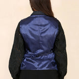 Γυναικείο γιλέκο καρό από τουίντ σε μπλε χρώμα