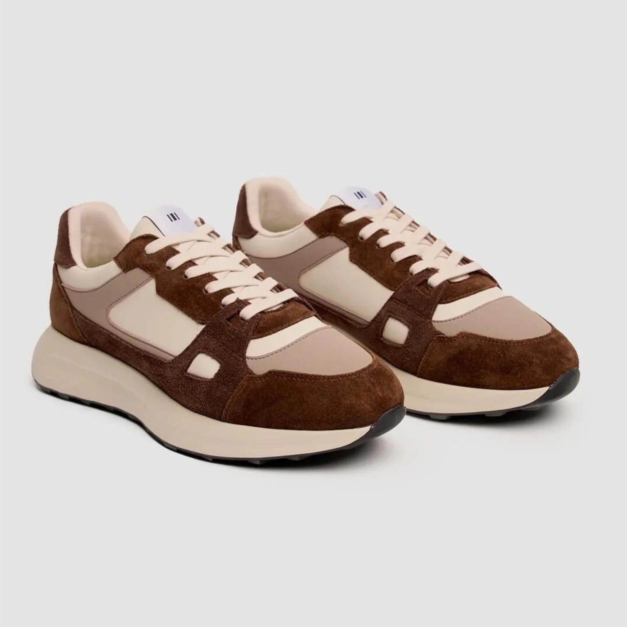 Albany - Ανδρικά Αναπνέοντα Casual Sneakers με Δέρμα από Διχτυωτό Υλικό, σε Καφέ Χρώμα