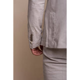 Alvari - Ανδρικό Γκρι Λινό Κλασικό Καλοκαιρινό Κοστούμι 2 Τεμαχίων