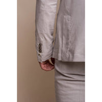 Alvari - Ανδρικό Γκρι Λινό Κλασικό Καλοκαιρινό Κοστούμι 2 Τεμαχίων