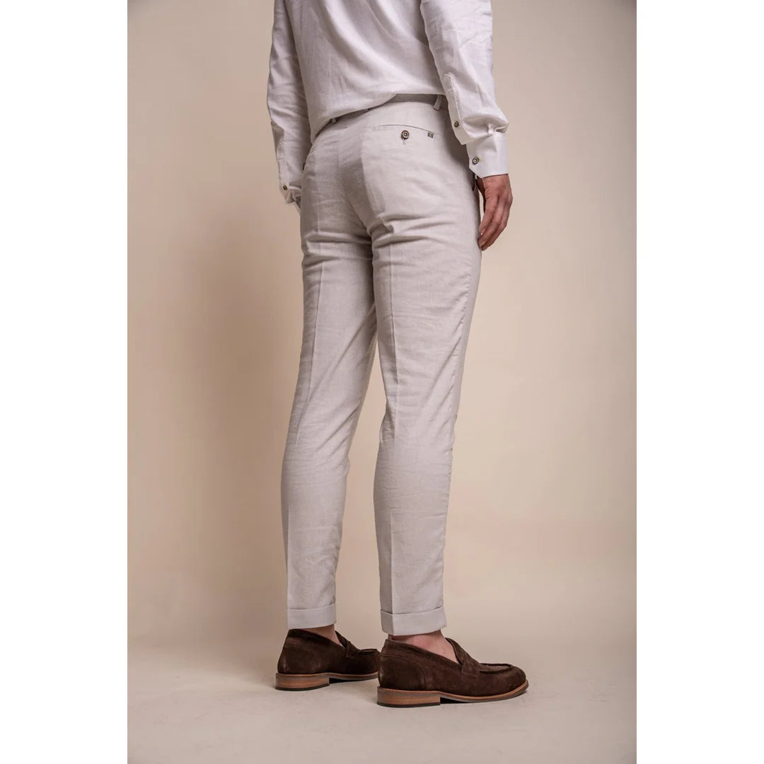 Alvari - Ανδρικό Γκρι Λινό Κλασικό Καλοκαιρινό Κοστούμι 2 Τεμαχίων