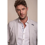 Alvari - Ανδρικό Γκρι Λινό Κλασικό Καλοκαιρινό Κοστούμι 2 Τεμαχίων