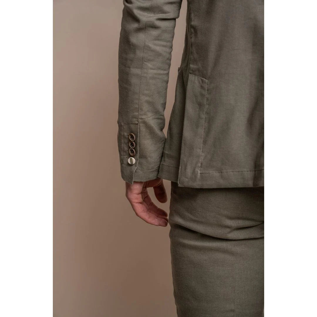 Alvari - Ανδρικό Καλοκαιρινό Νυφικό Κοστούμι 2 Τεμαχίων από Φασκόμηλο και Λινό