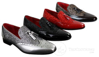 Ανδρικά Παπούτσια Smart Party Shiny Tasle Κόκκινα Ασημί Μαύρα Slip On Δερμάτινα Λουστρίνι
