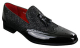 Ανδρικά Παπούτσια Smart Party Shiny Tasle Κόκκινα Ασημί Μαύρα Slip On Δερμάτινα Λουστρίνι
