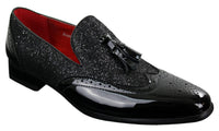 Ανδρικά Παπούτσια Smart Party Shiny Tasle Κόκκινα Ασημί Μαύρα Slip On Δερμάτινα Λουστρίνι