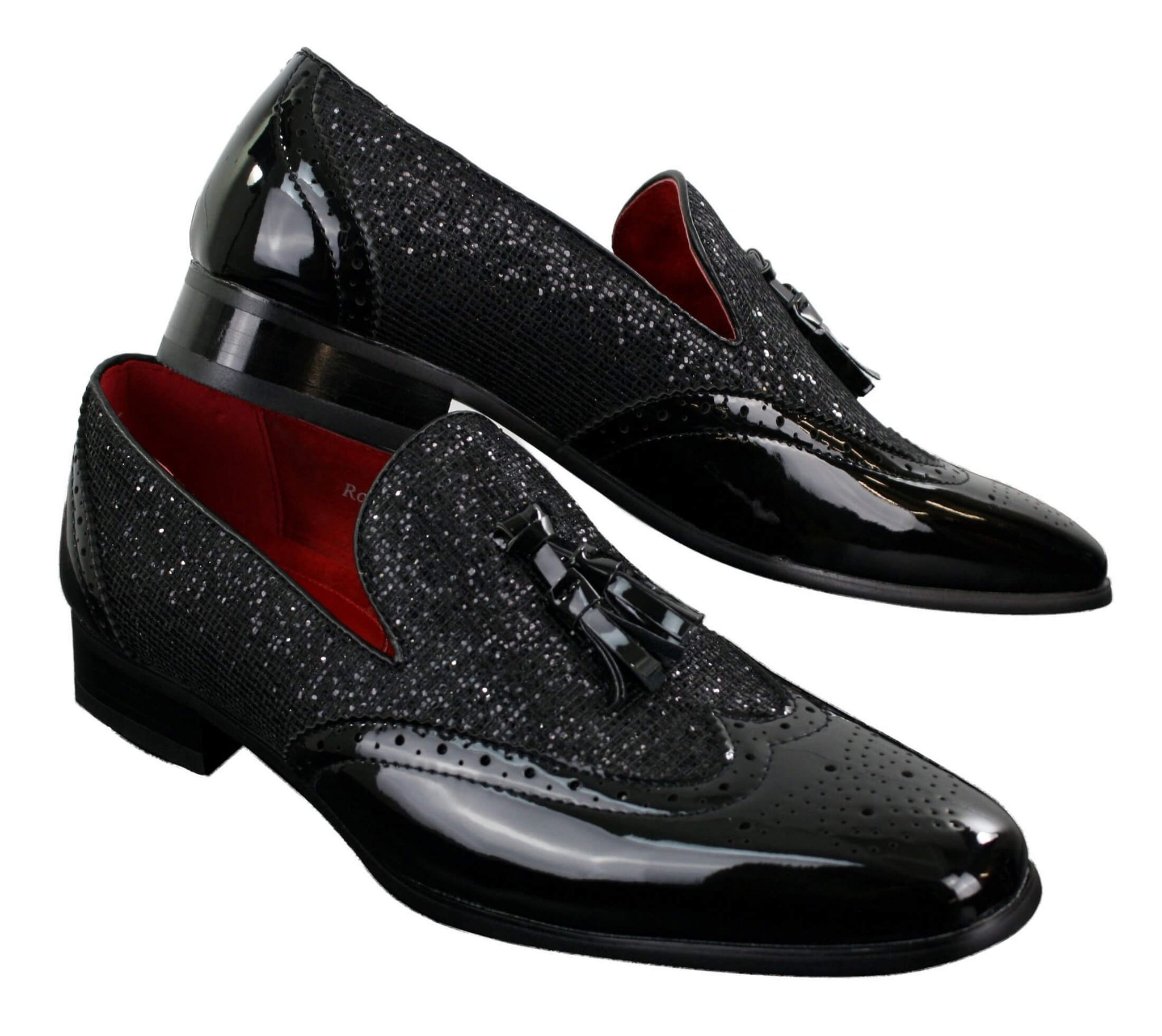 Ανδρικά Παπούτσια Smart Party Shiny Tasle Κόκκινα Ασημί Μαύρα Slip On Δερμάτινα Λουστρίνι
