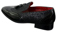 Ανδρικά Παπούτσια Smart Party Shiny Tasle Κόκκινα Ασημί Μαύρα Slip On Δερμάτινα Λουστρίνι