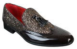 Ανδρικά Παπούτσια Smart Party Shiny Tasle Κόκκινα Ασημί Μαύρα Slip On Δερμάτινα Λουστρίνι
