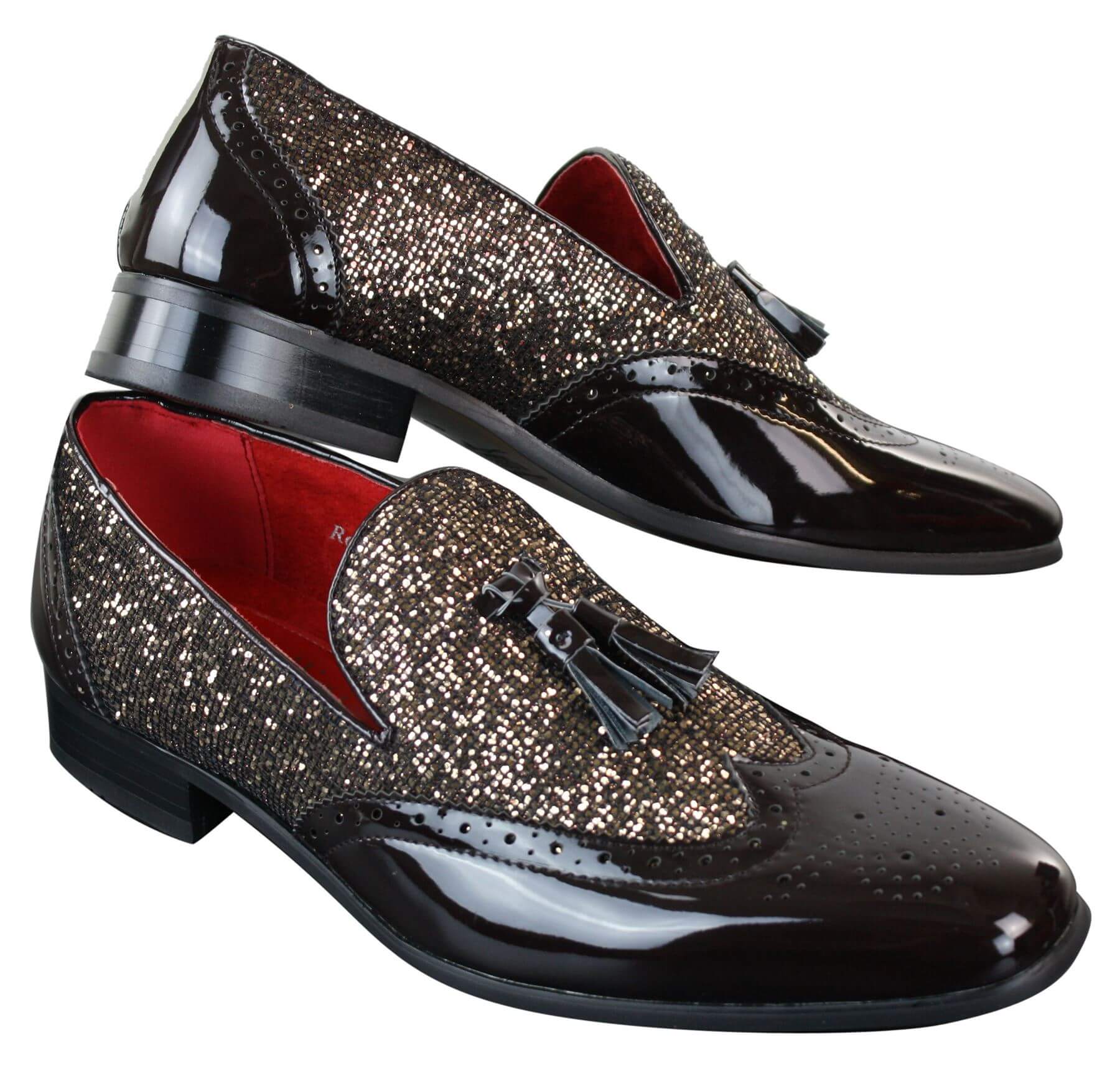 Ανδρικά Παπούτσια Smart Party Shiny Tasle Κόκκινα Ασημί Μαύρα Slip On Δερμάτινα Λουστρίνι