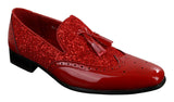 Ανδρικά Παπούτσια Smart Party Shiny Tasle Κόκκινα Ασημί Μαύρα Slip On Δερμάτινα Λουστρίνι