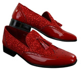 Ανδρικά Παπούτσια Smart Party Shiny Tasle Κόκκινα Ασημί Μαύρα Slip On Δερμάτινα Λουστρίνι