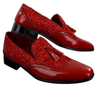 Ανδρικά Παπούτσια Smart Party Shiny Tasle Κόκκινα Ασημί Μαύρα Slip On Δερμάτινα Λουστρίνι
