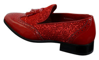 Ανδρικά Παπούτσια Smart Party Shiny Tasle Κόκκινα Ασημί Μαύρα Slip On Δερμάτινα Λουστρίνι