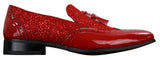 Ανδρικά Παπούτσια Smart Party Shiny Tasle Κόκκινα Ασημί Μαύρα Slip On Δερμάτινα Λουστρίνι