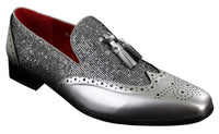 Ανδρικά Παπούτσια Smart Party Shiny Tasle Κόκκινα Ασημί Μαύρα Slip On Δερμάτινα Λουστρίνι