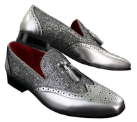 Ανδρικά Παπούτσια Smart Party Shiny Tasle Κόκκινα Ασημί Μαύρα Slip On Δερμάτινα Λουστρίνι