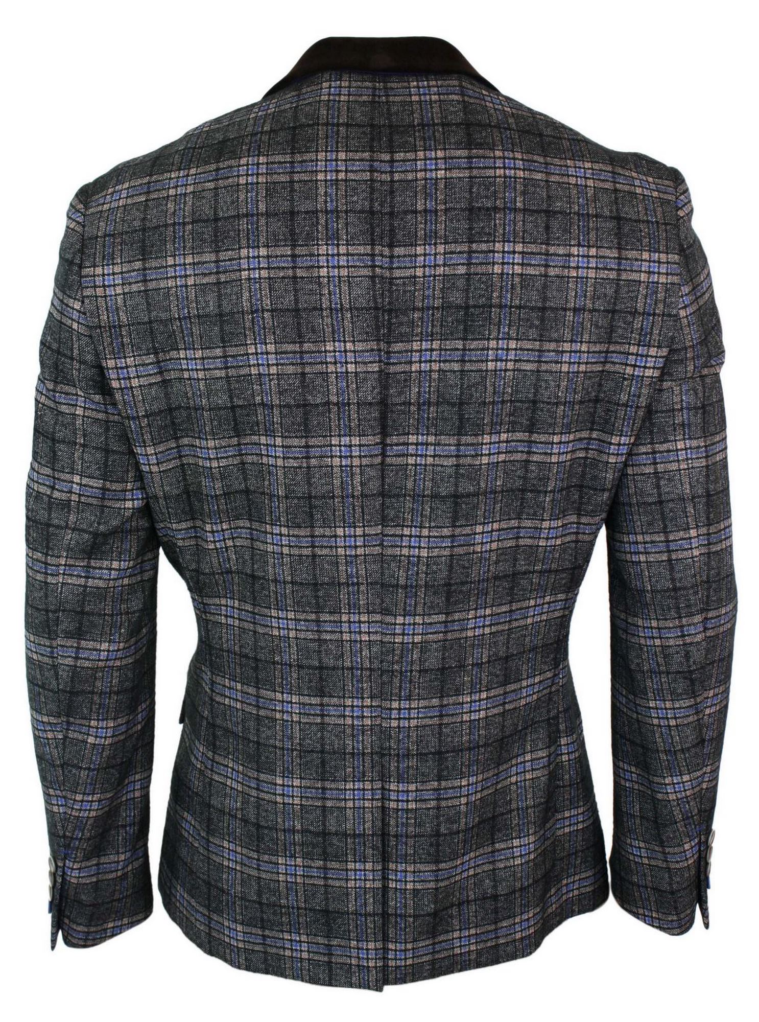 Cavani Archie - Ανδρικό Vintage Tweed Καρό Σακάκι-Μαύρο