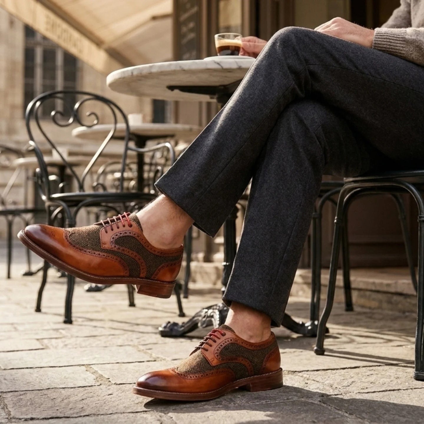 Arlo - Ανδρικά Δερμάτινα Παπούτσια Brogue σε Καφέ Χρώμα