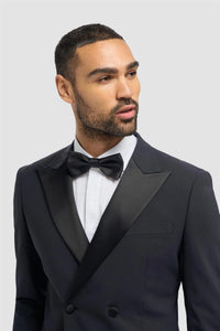 Aspen - Ανδρικό Μπλε Σακάκι με Σταυρωτό Σμόκιν σε Σκούρο Μπλε Χρώμα