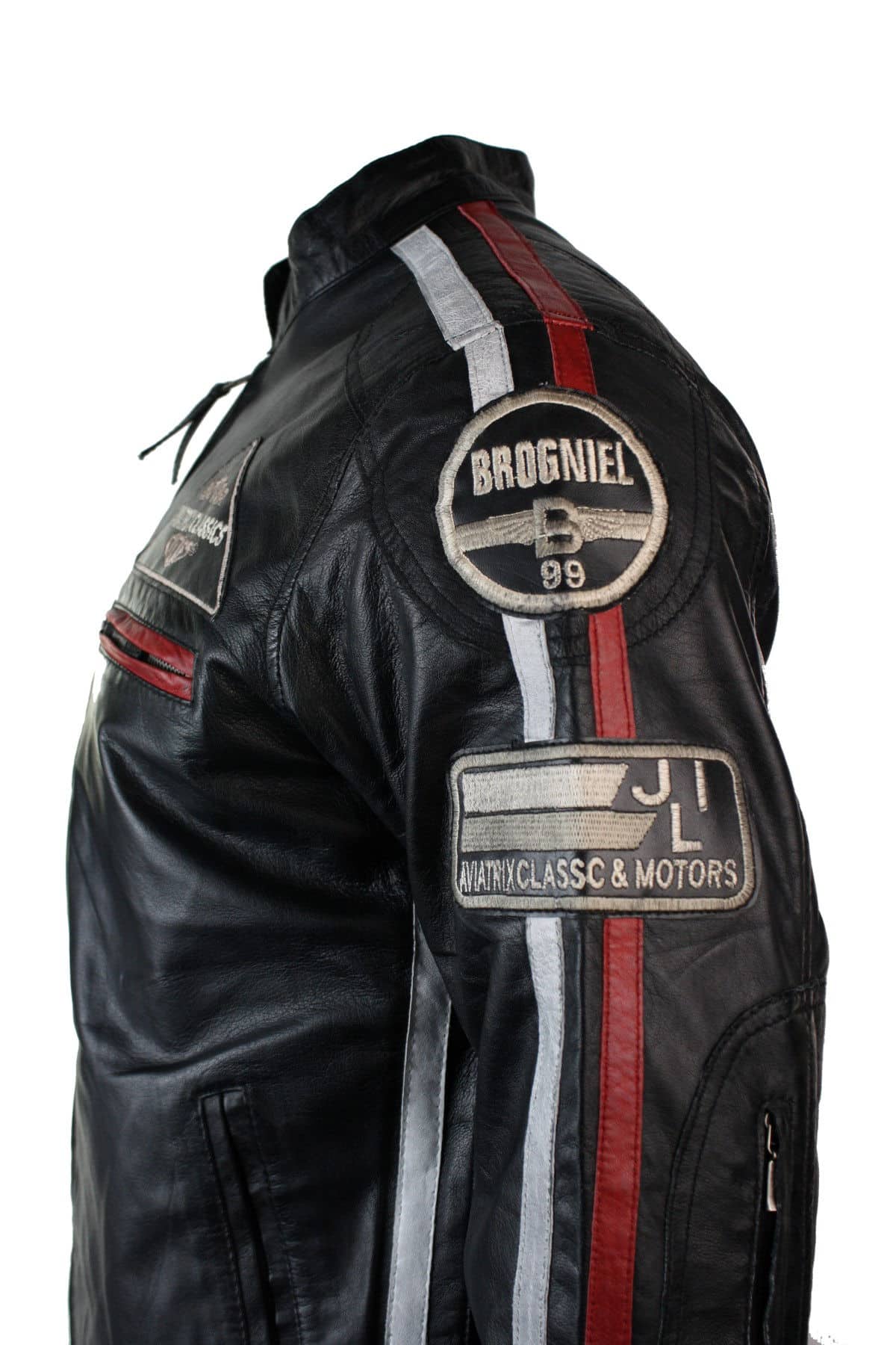 Ανδρικό μπουφάν Biker Racer από γνήσιο δέρμα, κλασικό ρετρό, καφέ, γκρι, casual, μαύρο