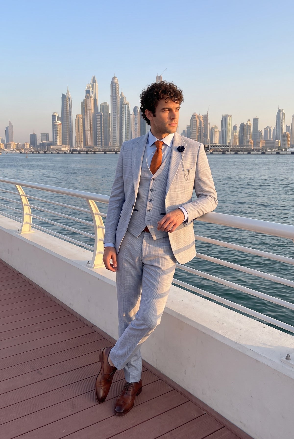 Look #1008 styled with Ανδρικό Ολόσωμο Σκέτο 3 Τεμαχίων από Τουίντ, Ανοιχτό Μπλε, Προσαρμοσμένη Εφαρμογή, Γάμου, Peaky Classic