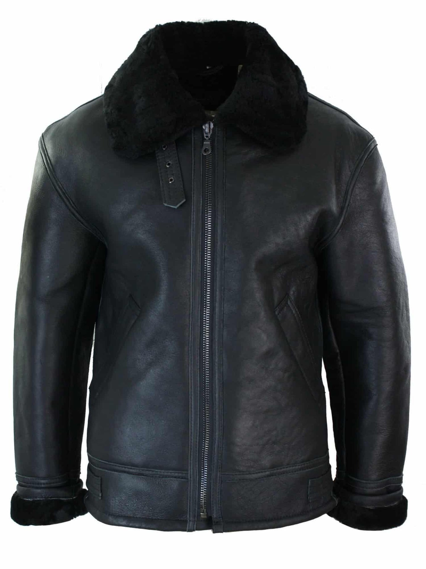 Ανδρικό Μπουφάν Sherling Sheepskin Original B3 Flying Pilot Ζεστό Χειμώνας-B3 Μαύρο Μαύρο