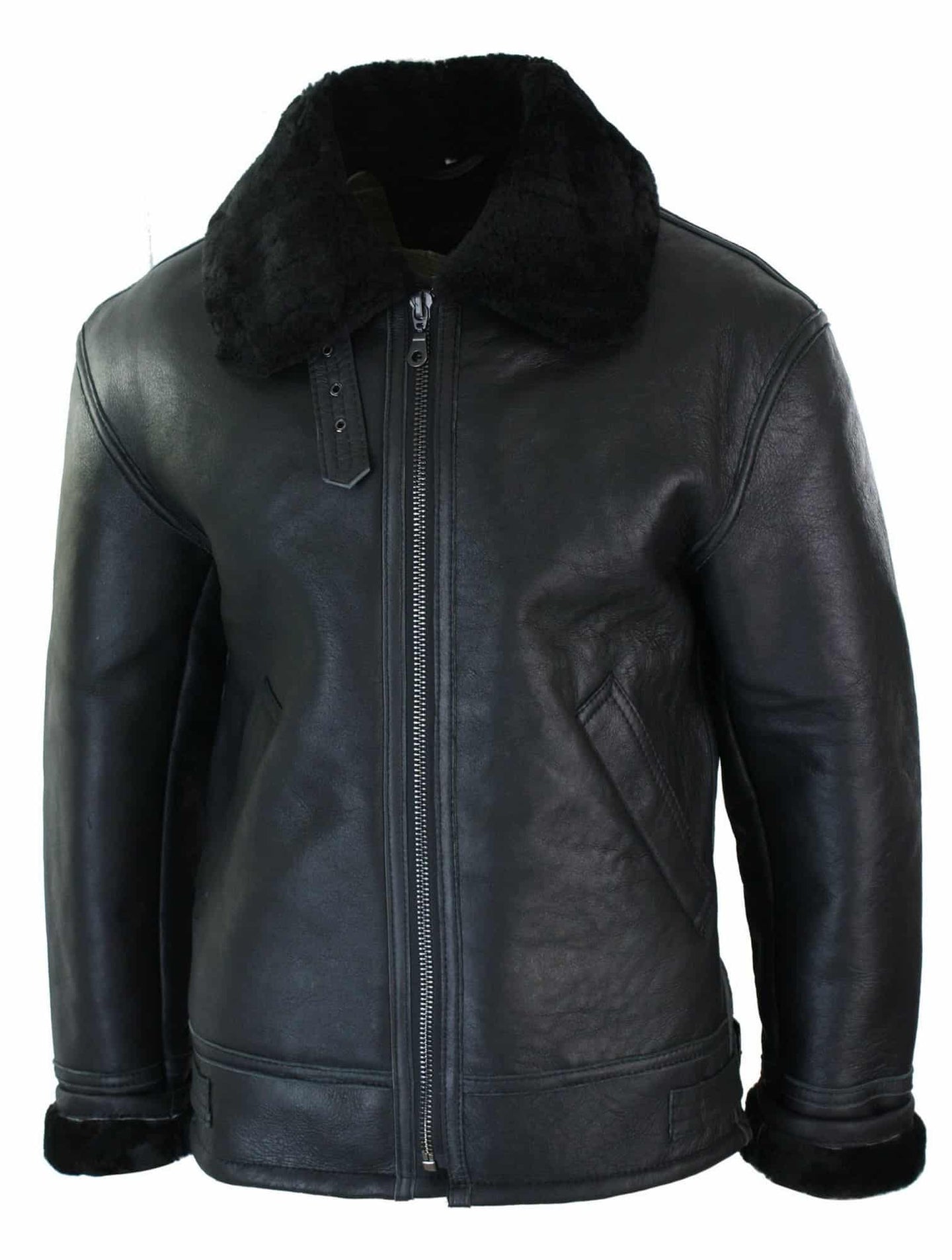 Ανδρικό Μπουφάν Sherling Sheepskin Original B3 Flying Pilot Ζεστό Χειμώνας-B3 Μαύρο Μαύρο