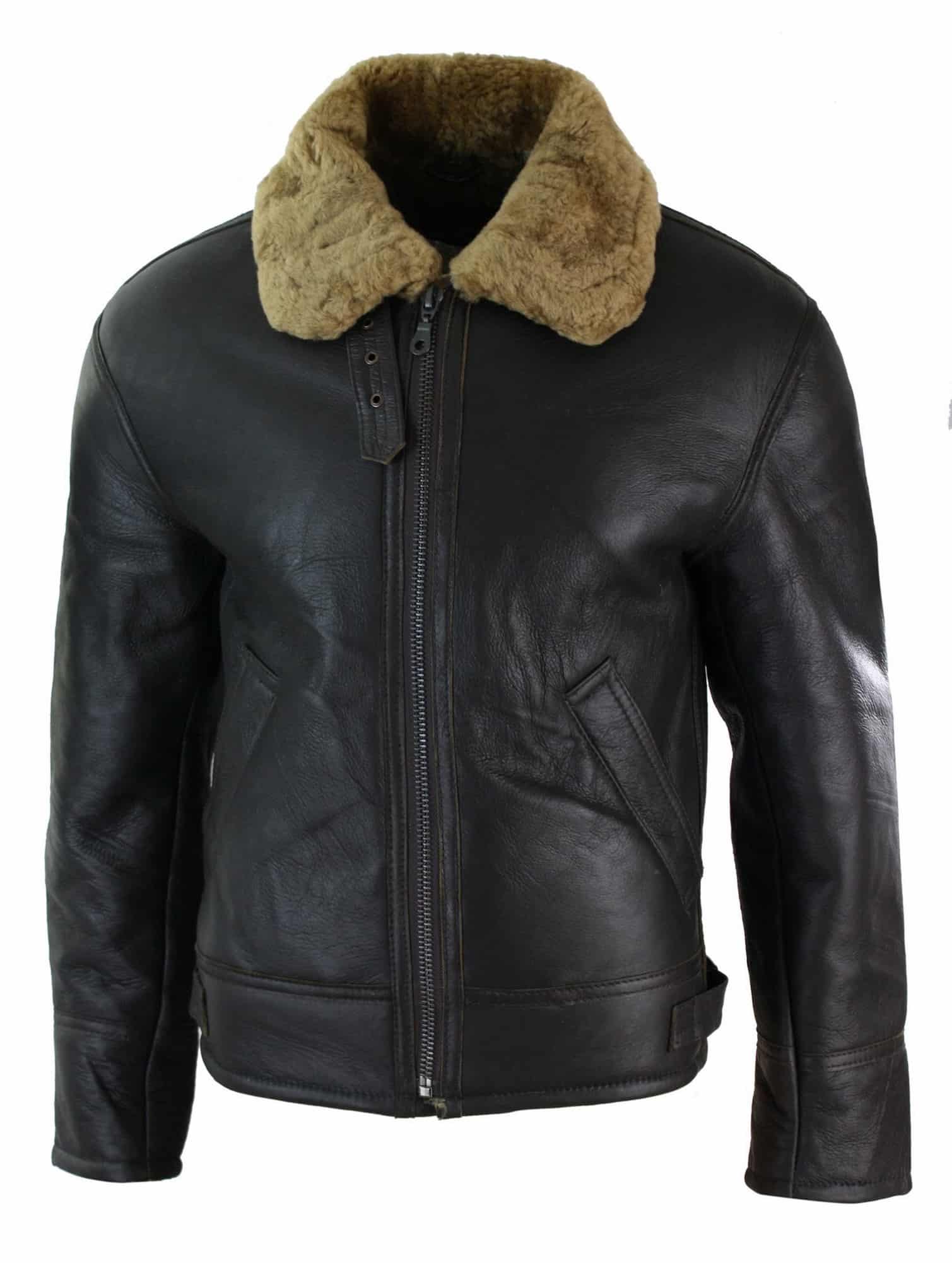 Ανδρικό Μπουφάν Πιλότου Sherling από Γνήσιο Δέρμα Sheepskin Original B3 Flying Pilot Ζεστό Χειμώνα-B3 Καφέ Τζίντζερ