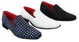 Ανδρικά σουέτ μοκασίνια με slip-on παπούτσια και καρφιά, ασημί, κομψό, casual, λαμπερό, πάρτι
