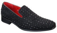 Ανδρικά σουέτ μοκασίνια με slip-on παπούτσια και καρφιά, ασημί, κομψό, casual, λαμπερό, πάρτι